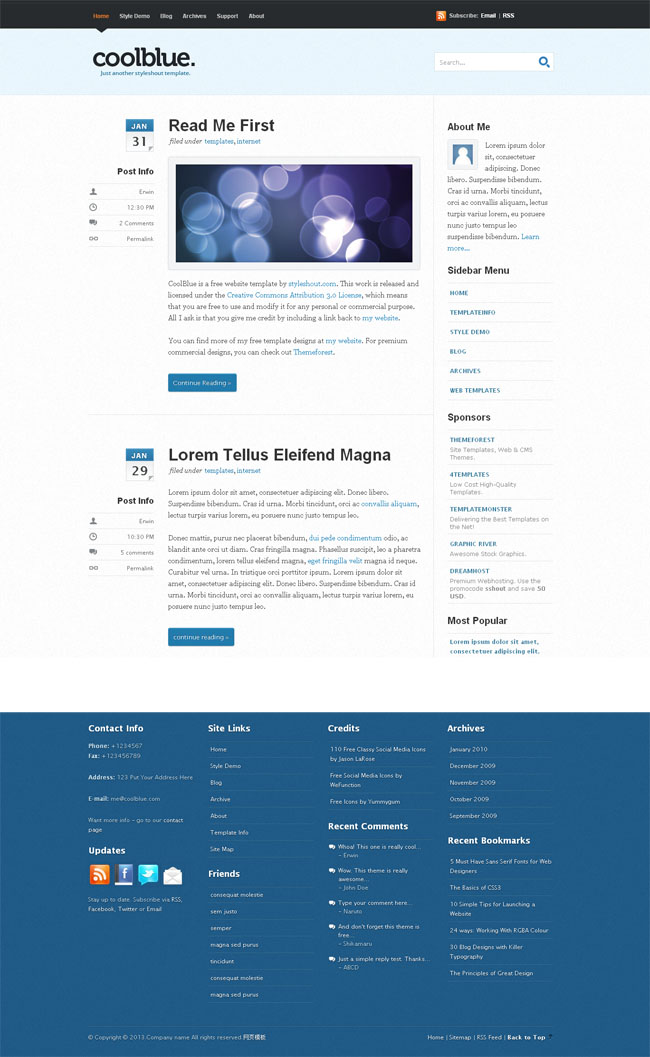 酷蓝风格html5网站模板